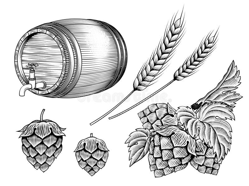 Ingrédients de bière réglés illustration libre de droits Ingrédients de bière réglés illustration libre de droits
