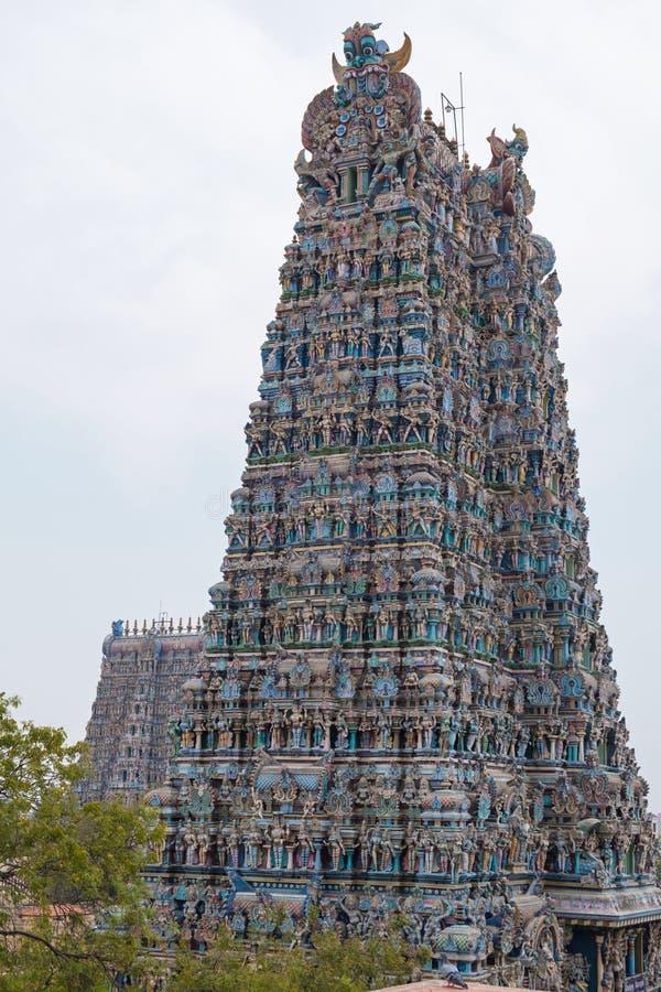 Ingångsnyckel till den Meenakshi tempelplatsen på Madurai arkivfoto Ingångsnyckel till den Meenakshi tempelplatsen på Madurai arkivfoto