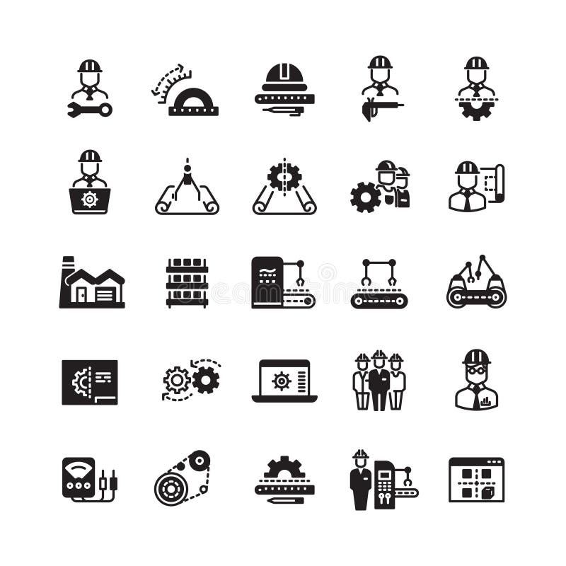 Ingénierie fabriquant l'ensemble industriel d'icône de vecteur illustration libre de droits