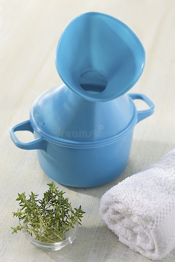 Inhalation of Thyme Against the Cold Stock Photo Image of medicinal