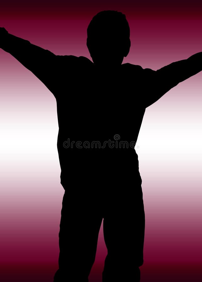 A young person in silhouette with raised arms to represent surrender, war, domestic violence, bullying, alone and other related concepts. A young person in silhouette with raised arms to represent surrender, war, domestic violence, bullying, alone and other related concepts.