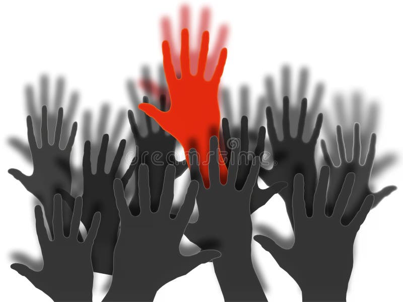 Illustration with scene of the raised hands. Illustration with scene of the raised hands