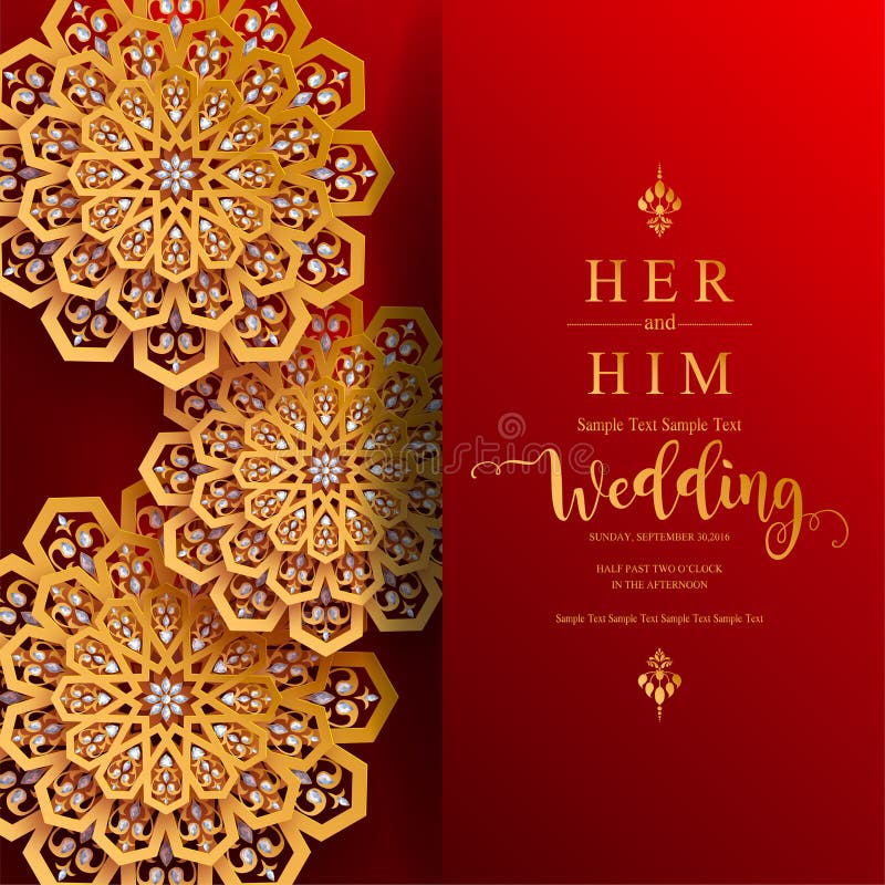 Indian Wedding Invitation Carddian Wedding Invitation Card Templates with  Gold Patterned and Crystals on Paper Color Background. Stock Vector -  Illustration of india, exquisite: 128280264