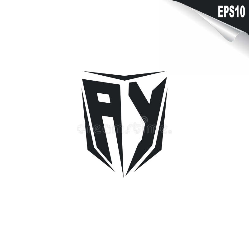 Initial AY Logo Design with Shield Style, Logo Business Branding Stock