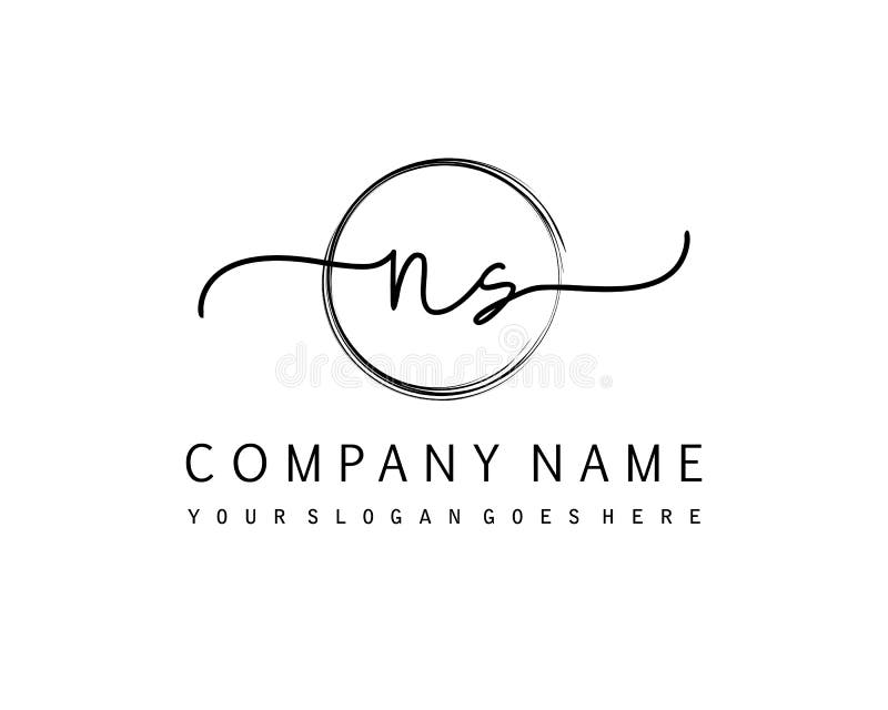 Ns Initial Handwriting Logo Circle Hand Drawn Template Vector