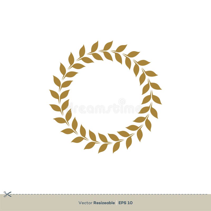 Initial Border Gold Wheat Laurel Vector Logo Template Illustration ...