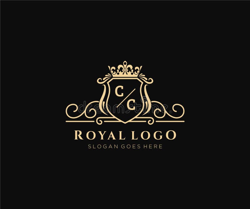 Initial CC Letter Luxurious Brand Logo Template, for Restaurant ...