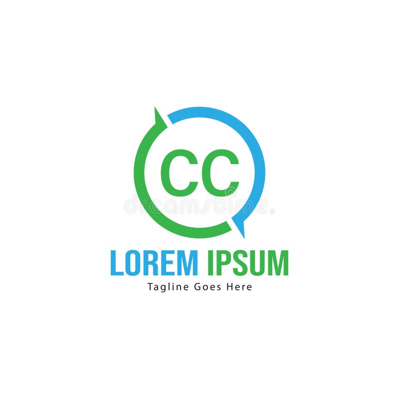 Initial CC Logo Template with Modern Frame. Minimalist CC Letter Logo