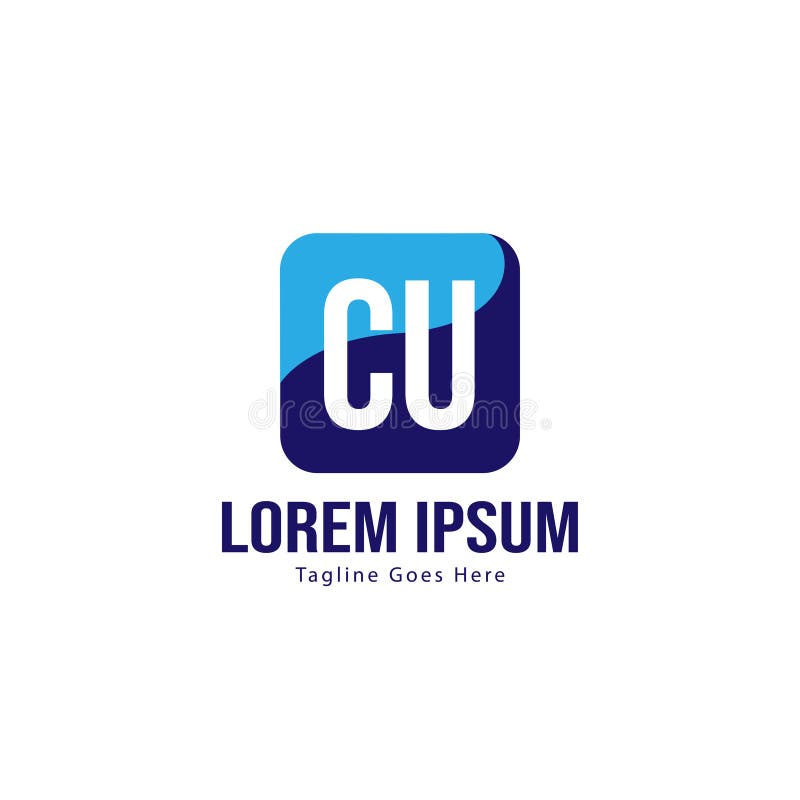 Initial CU Logo Template with Modern Frame. Minimalist CU Letter Logo ...