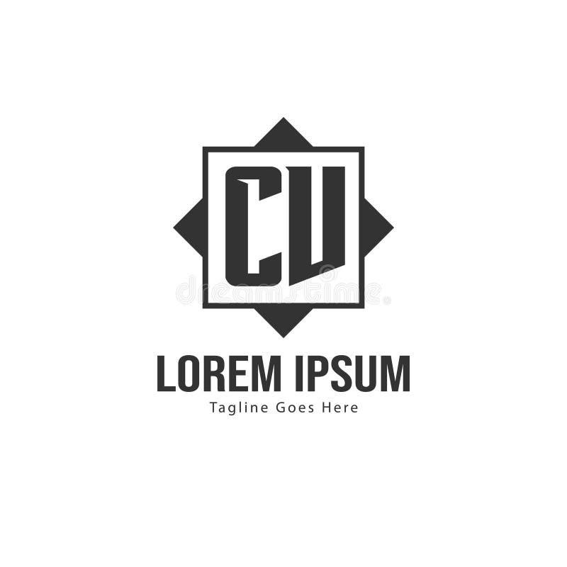 Initial CV Logo Template with Modern Frame. Minimalist CV Letter Logo ...
