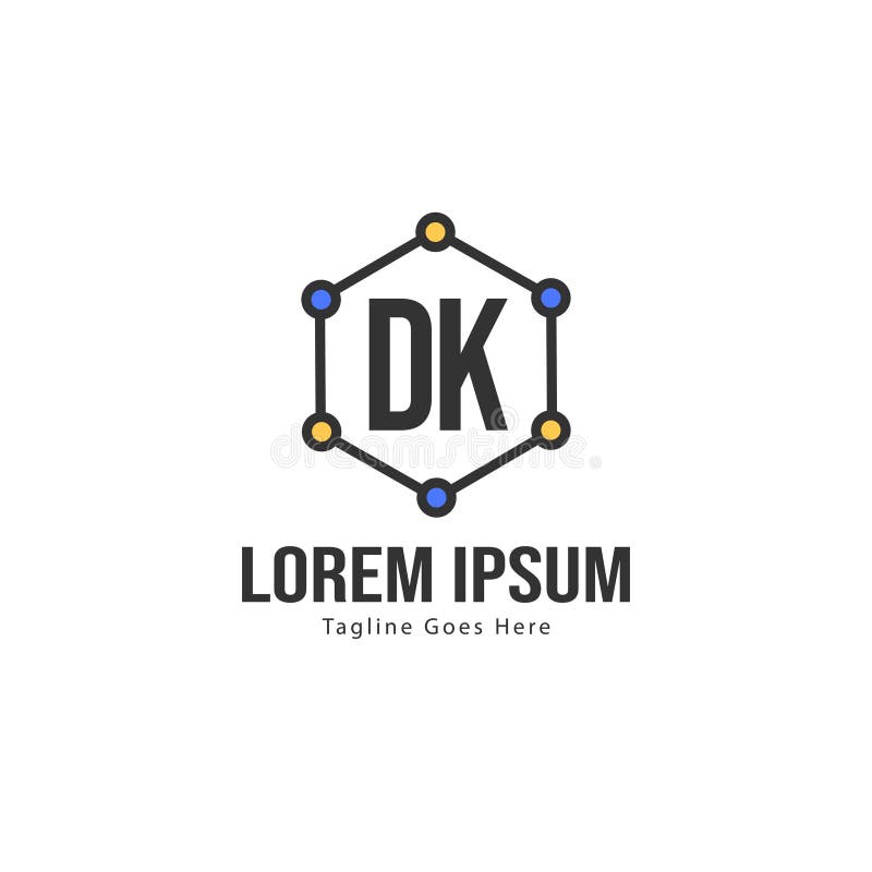 Initial DK logo template with modern frame. Minimalist DK letter logo vector illustration