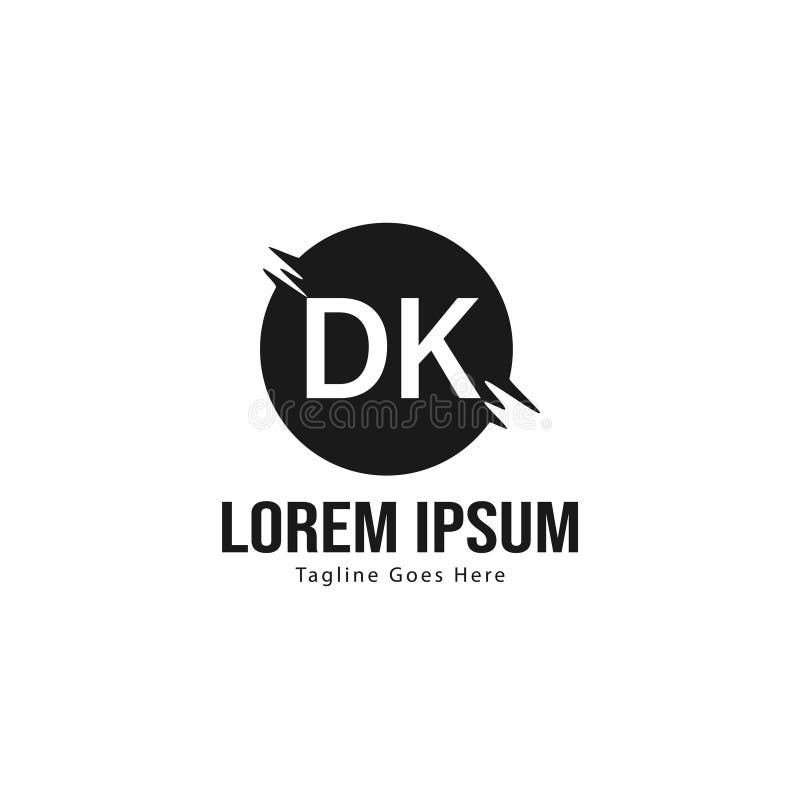 Initial DK logo template with modern frame. Minimalist DK letter logo vector illustration