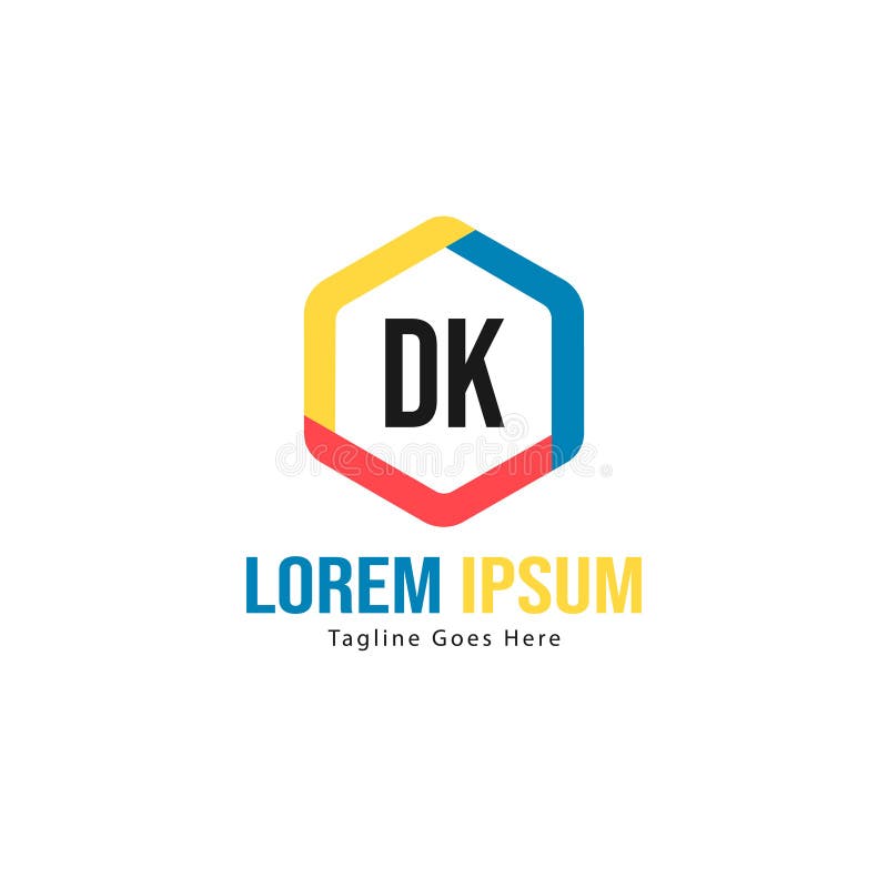 Initial DK logo template with modern frame. Minimalist DK letter logo vector illustration