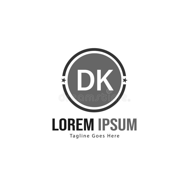 Initial DK logo template with modern frame. Minimalist DK letter logo vector illustration