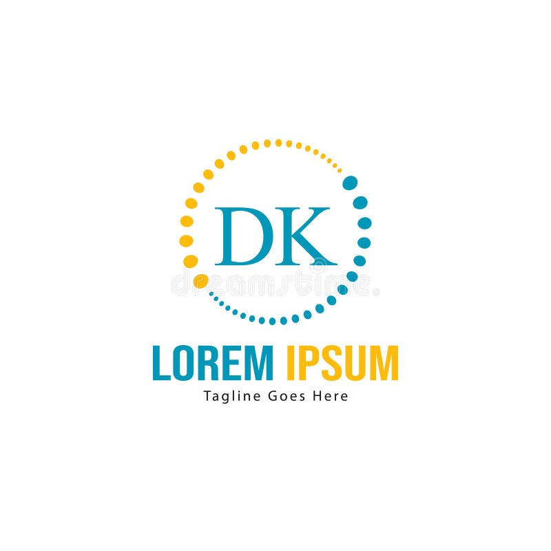 Initial DK logo template with modern frame. Minimalist DK letter logo vector illustration