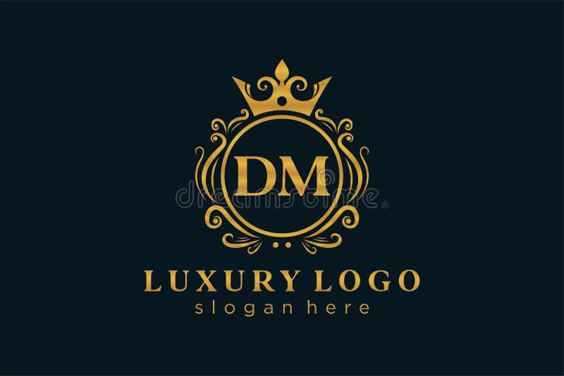 Initial DM Letter Royal Luxury Logo Template in Vector Art for ...