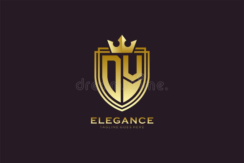 Initial DV Elegant Luxury Monogram Logo or Badge Template with Scrolls