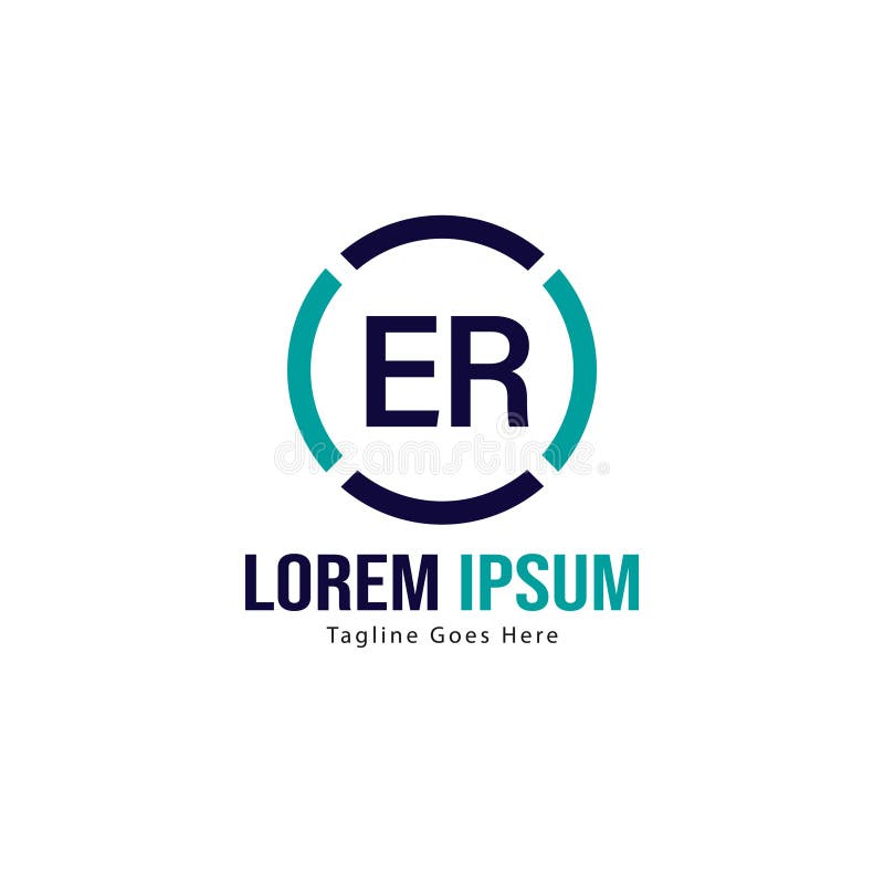 Initial ER Logo Template with Modern Frame. Minimalist ER Letter Logo Vector Illustration Stock