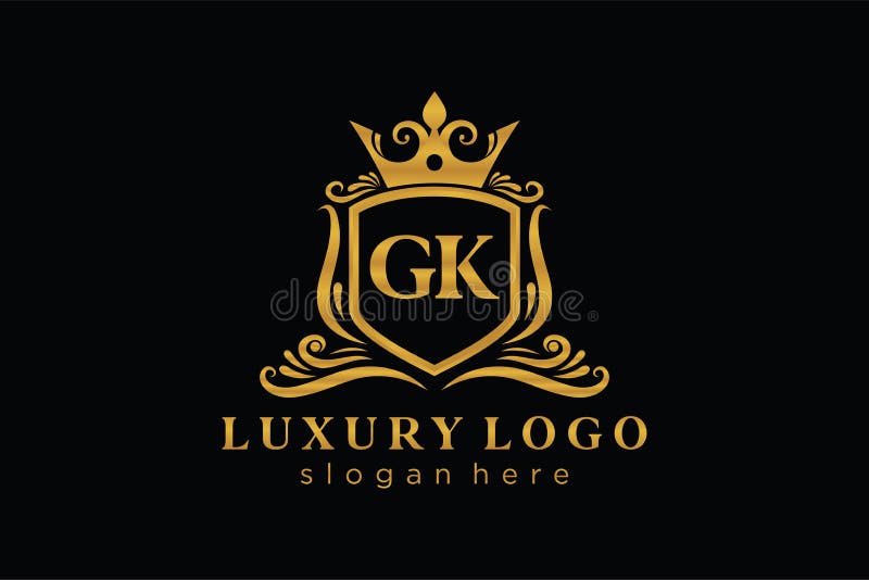 Initial GK Letter Royal Luxury Logo Template in Vector Art for ...