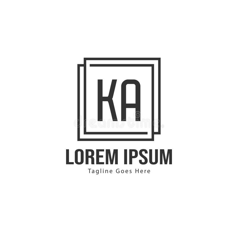 Initial KA Logo Template with Modern Frame. Minimalist KA Letter Logo