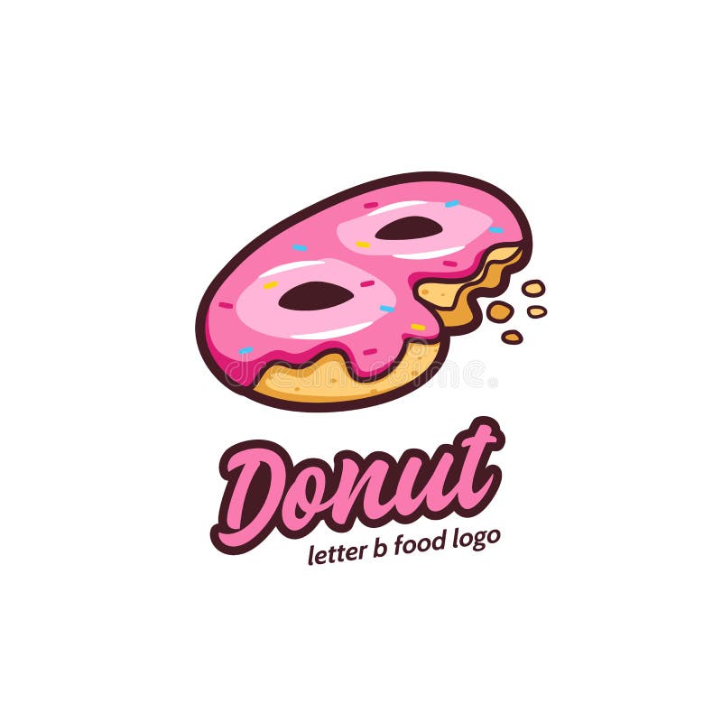 Initial Letter B Donut logo, Yummy pink doughnut logo icon stock illustration