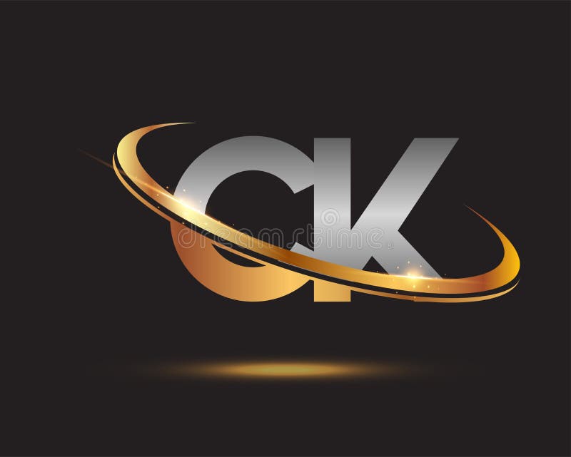 Initial Letter CK Logotype Company Name Colored Gold and Silver Swoosh  Design. Isolated on Black Background Stock Vector - Illustration of  accounting, business: 207183911