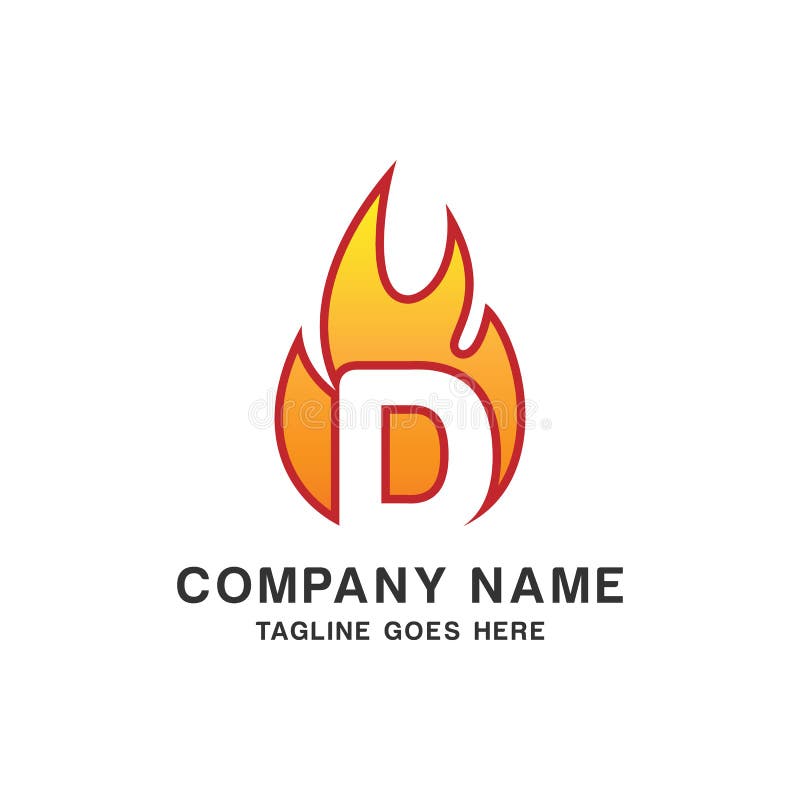 Letter D With Flame Fire Vector Logo Design Stock Vector - Illustration ...