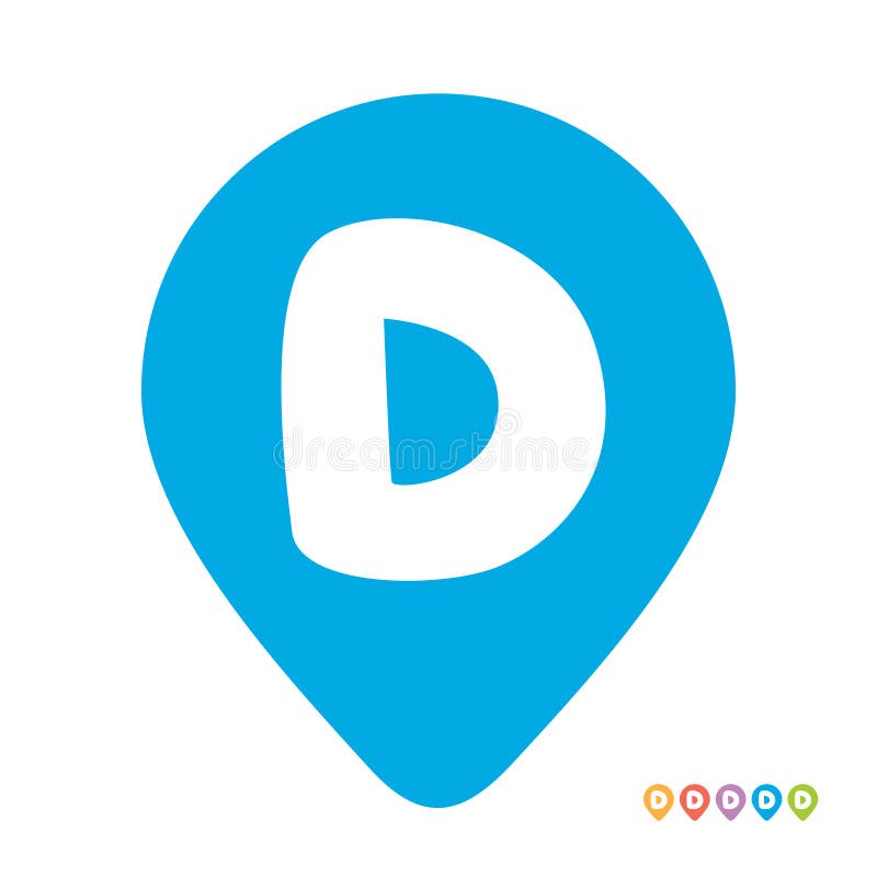 Initial letter D map pin icon, initial D location pin pointer symbol vector illustration vector illustration