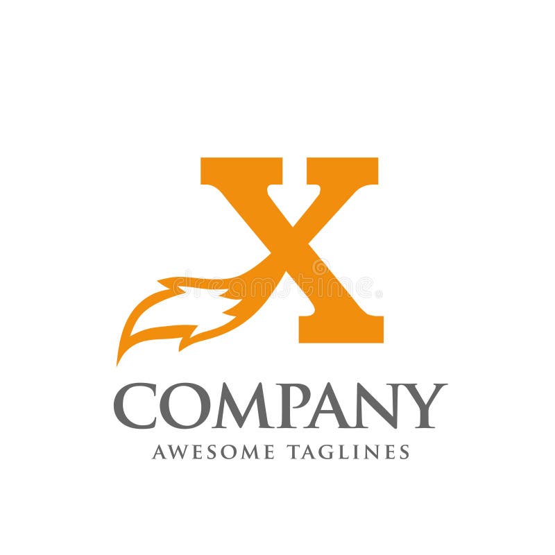 Initial letter x with fox tail Logo vector illustration