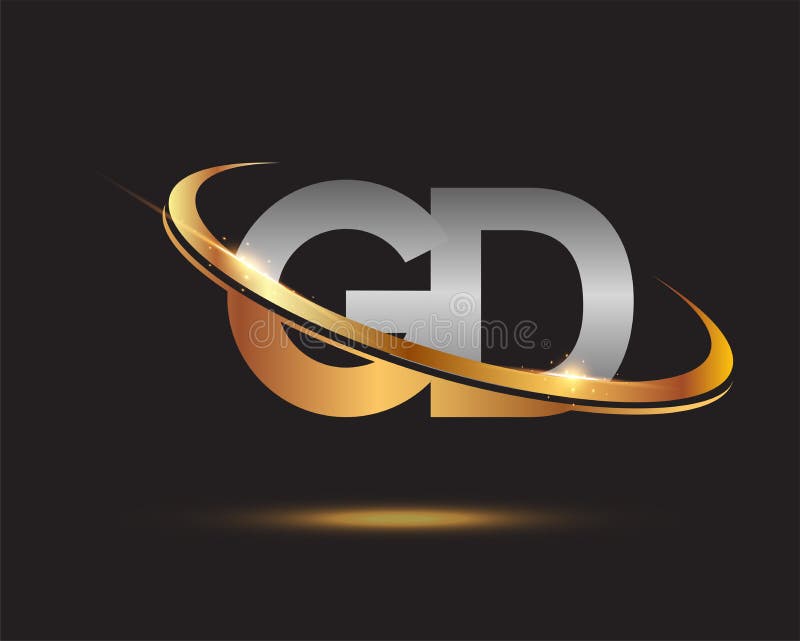 Initial Letter GD Logotype Company Name Colored Gold and Silver Swoosh  Design. Isolated on Black Background Stock Vector - Illustration of  capital, logo: 207185029