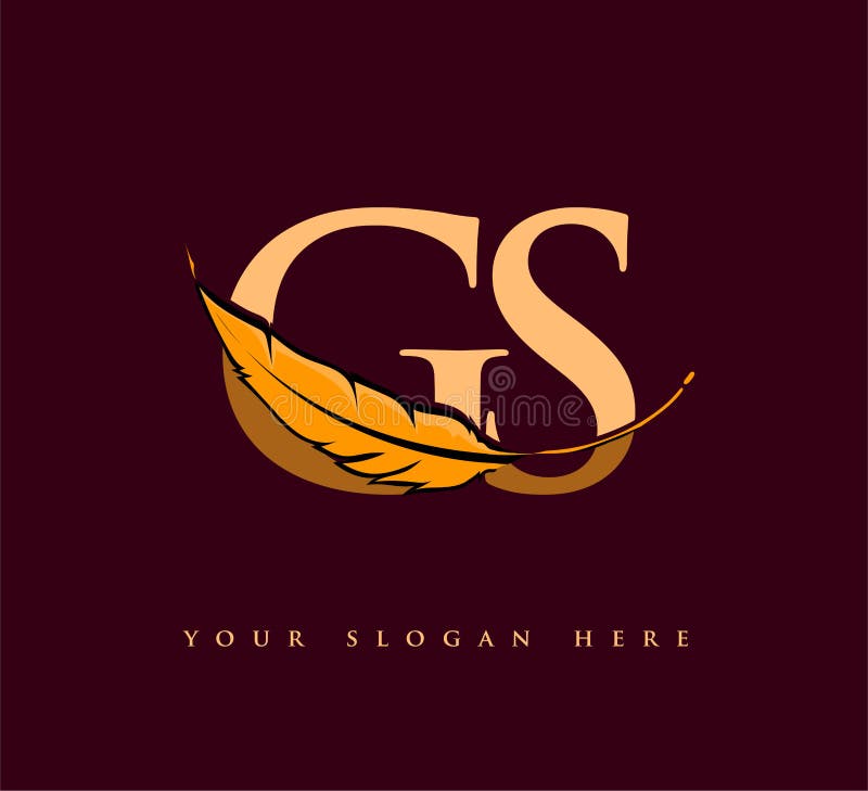 Initial Letter GS Logo with Feather Company Name, Simple and Clean ...