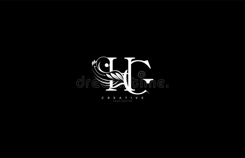 Initial Letter HG Linked Monogram Floral Modern Gothic Logotype vector illustration