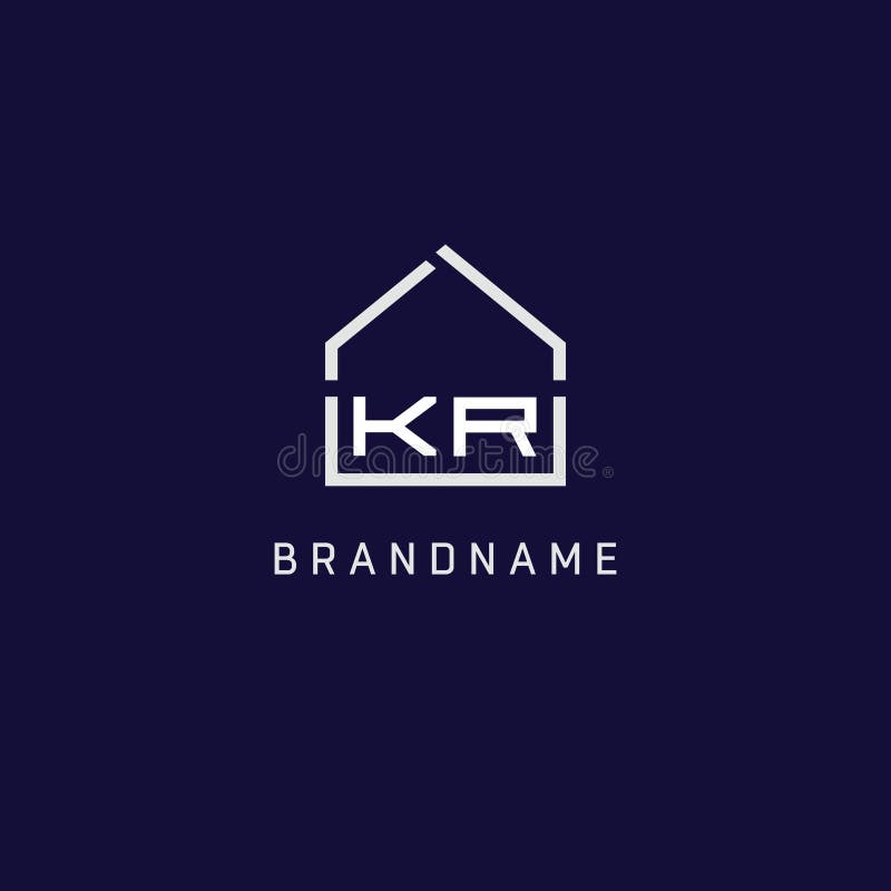 Initial letter KR roof real estate logo design ideas vector graphic. Kr logo real estate vectors