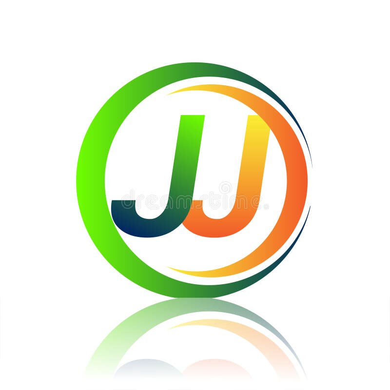 Initial Letter Logo JJ Company Name Green and Orange Color on Circle