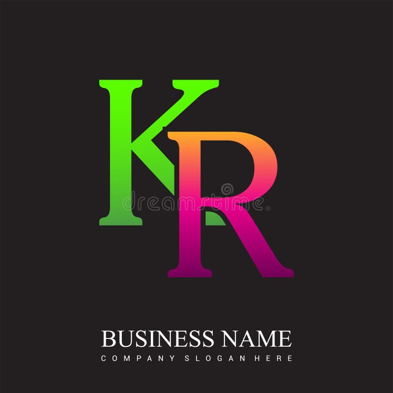Initial letter logo KR colored pink and green, Vector logo design template elements for your business or company identity. Kr logo real estate vectors