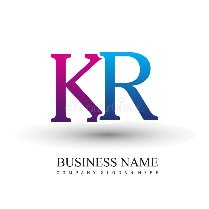 Initial letter logo KR colored red and blue, Vector logo design template elements for your business or company identity. Kr logo real estate vectors
