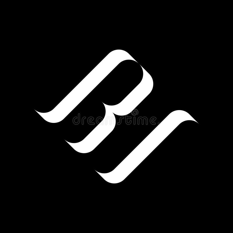 Initial letter RS or BS logo template with classic rounded square symbol in flat line art design stock illustration