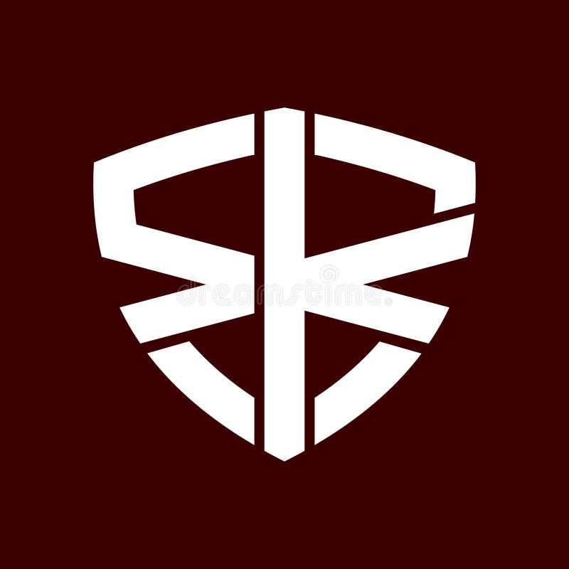 Initial Letter SK Logo Template With Modern Shield Symbol In Flat