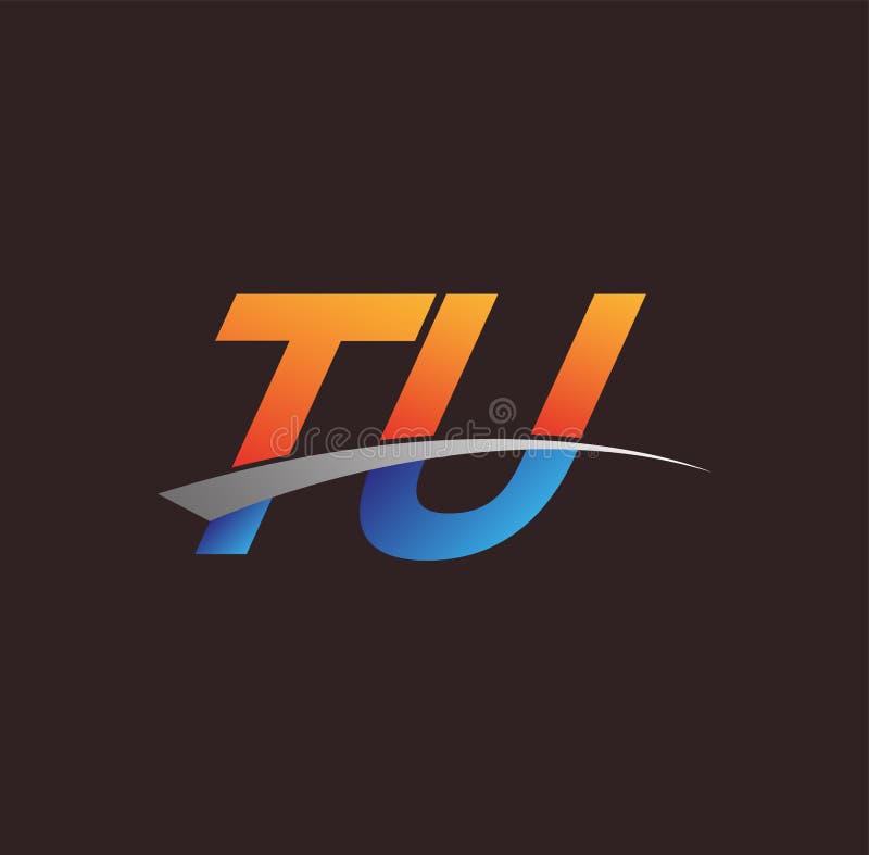 Initial Letter TU Logotype Company Name Colored Orange and Blue and ...