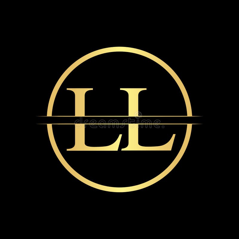 LL L Letter Modern Logo Design With Yellow Background And Swoosh Stock