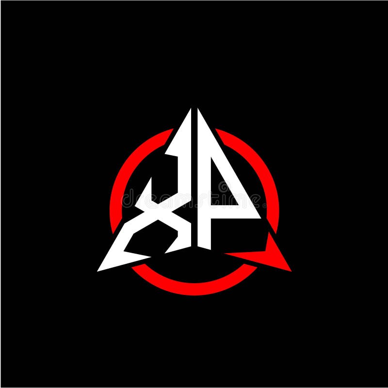 Initial Logo Arrow X P White Color with Red Ring Isolated on Black