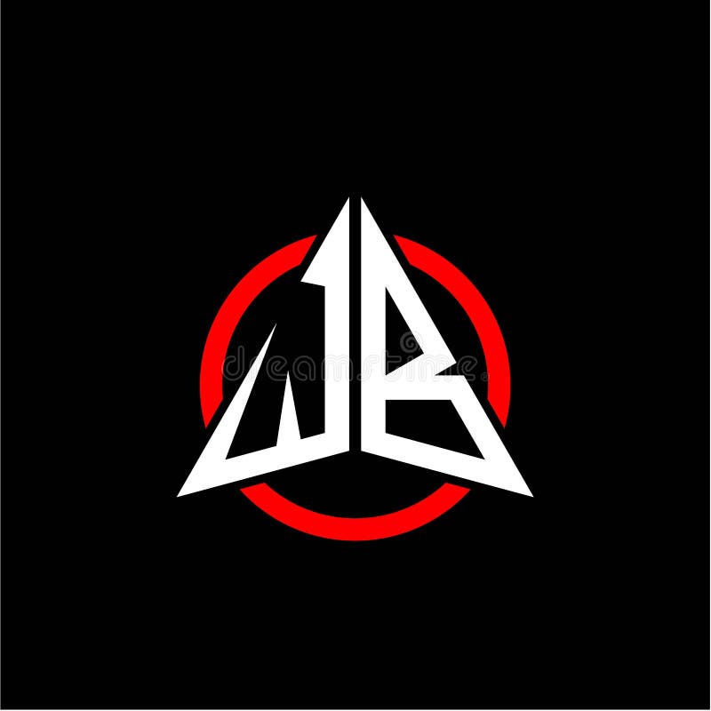 Initial Logo Arrow W B White Color with Red Ring Isolated on Black