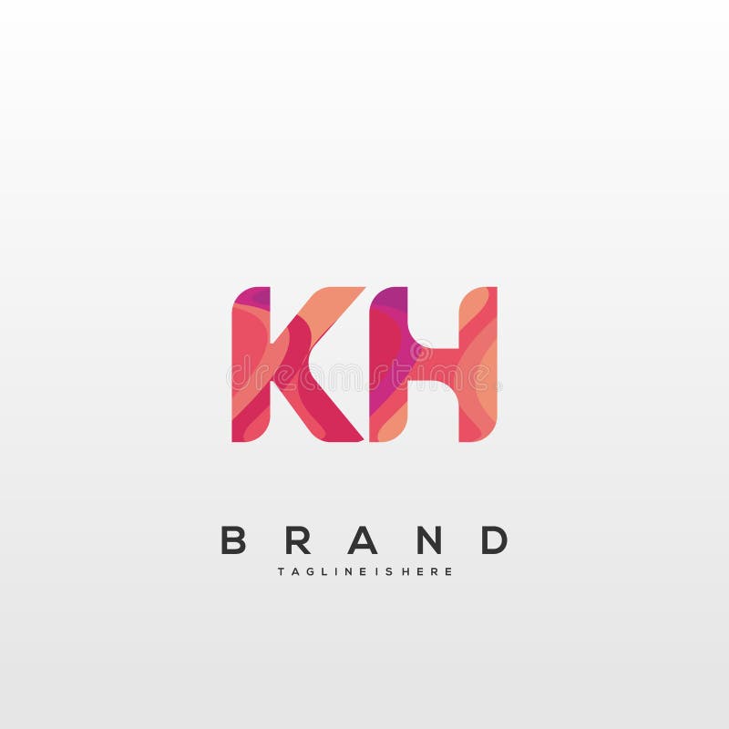 Initial Letter KH Logo with Colorful Circle Background, Letter ...