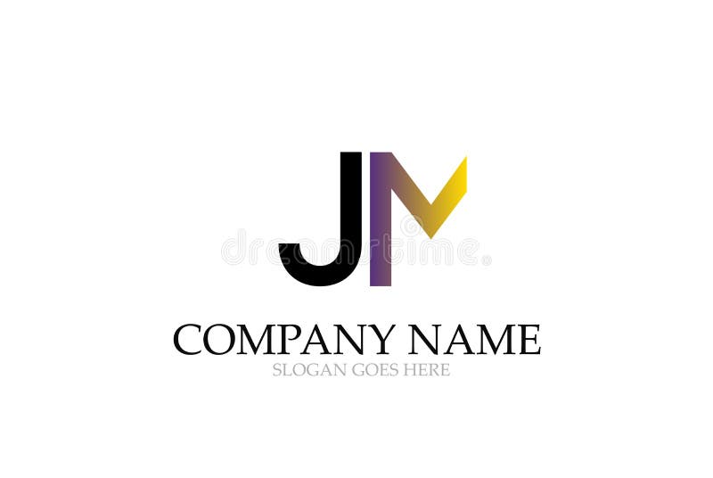 Initial Logo Design Vector för bokstavsJM-abstrakt begrepp royaltyfri illustrationer