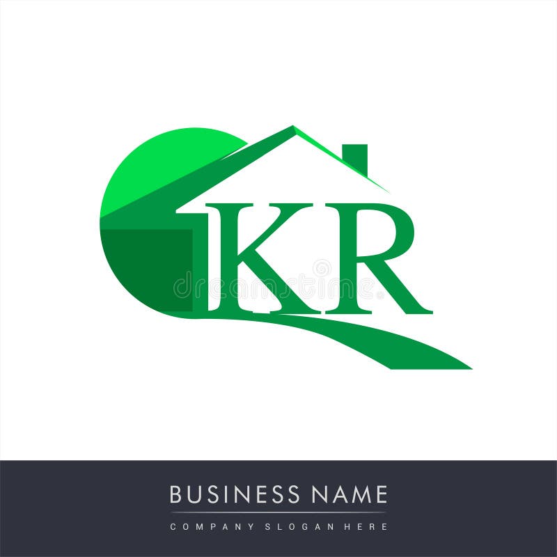 Initial logo KR with house icon, business logo and property developer. Kr logo real estate vectors