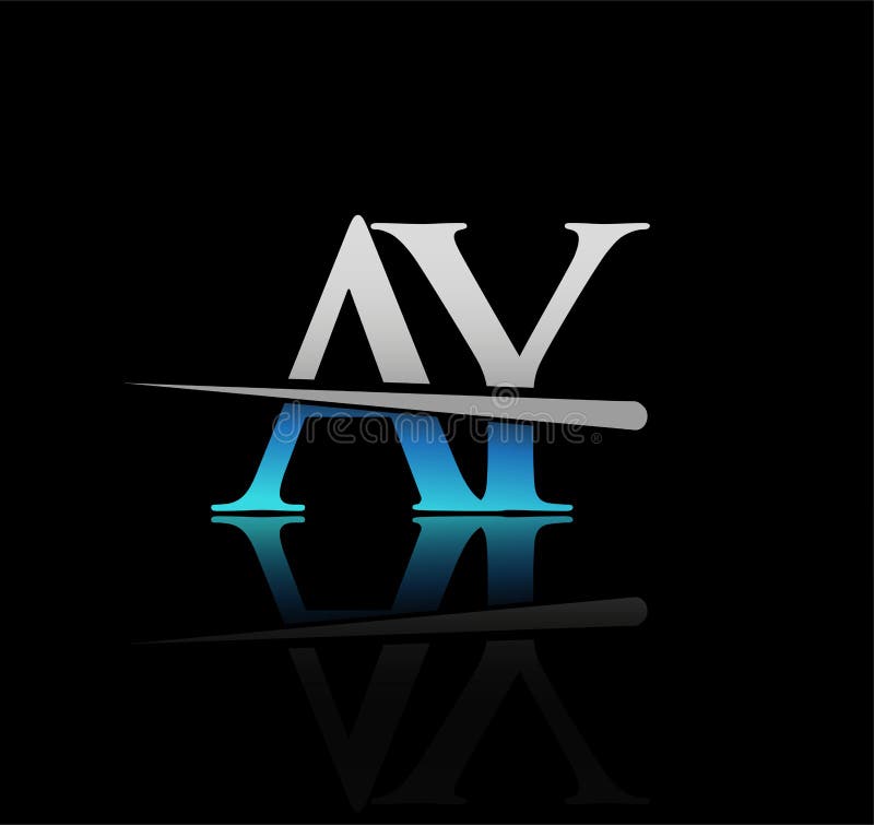 Initial Logotype Letter AY Company Name Colored Blue and Silver Swoosh