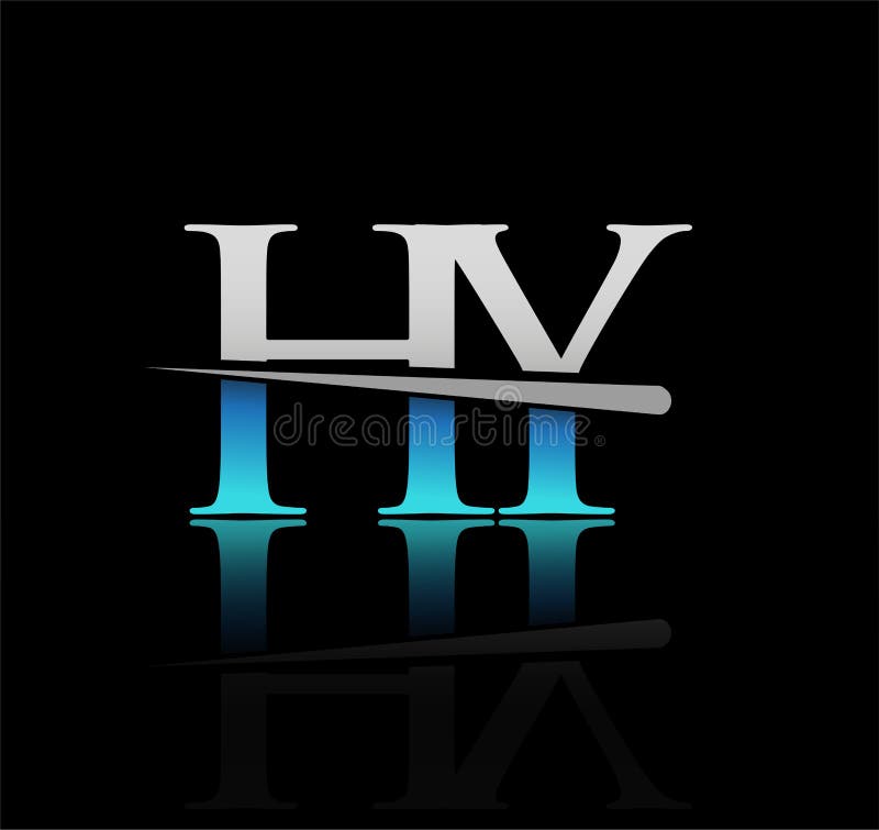 Initial Letter LV Logotype Company Name Colored Blue And Grey