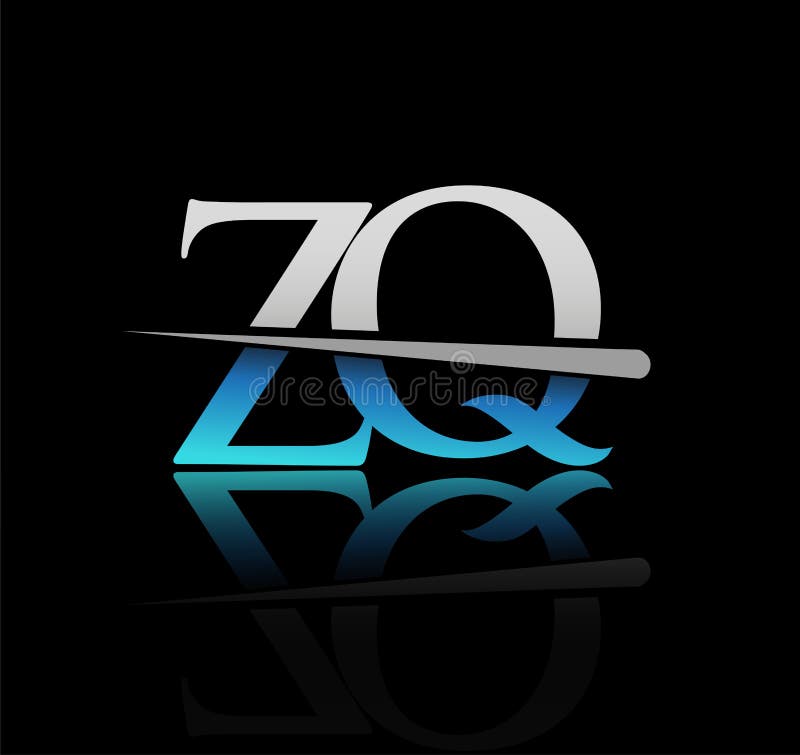 Initial Logotype Letter Zq Company Name Colored Blue And Silver Swoosh