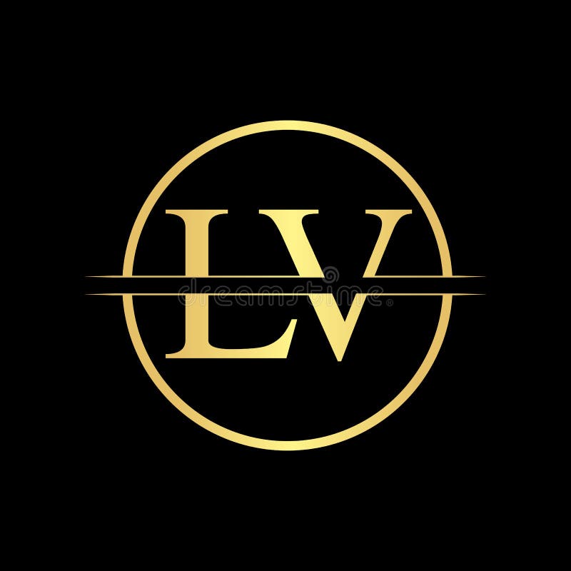 LV L V Letter Modern Logo Design With Yellow Background And Swoosh. Stock Vector - Illustration ...