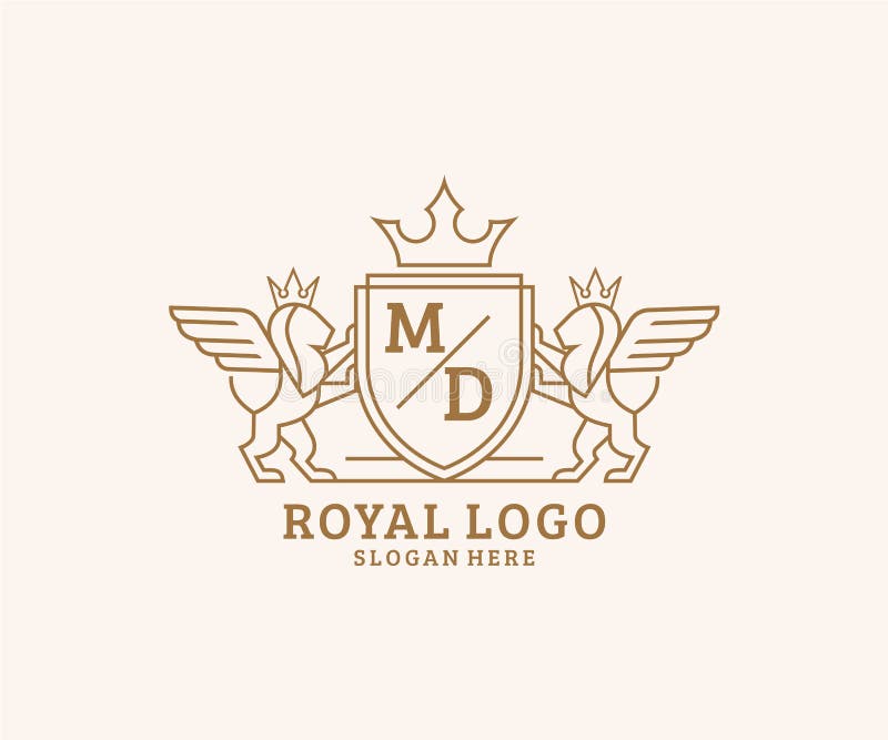 Initial PM Letter Lion Royal Luxury Logo template in vector art